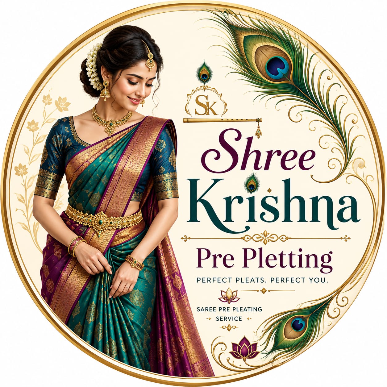 Shree Krishna Saree pre Pleating